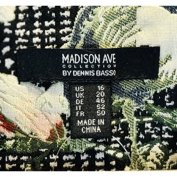 Dennis Basso Womens Size 16 Jacket Coat Woven Brocade Floral Black Snap Front - Picture 8 of 13